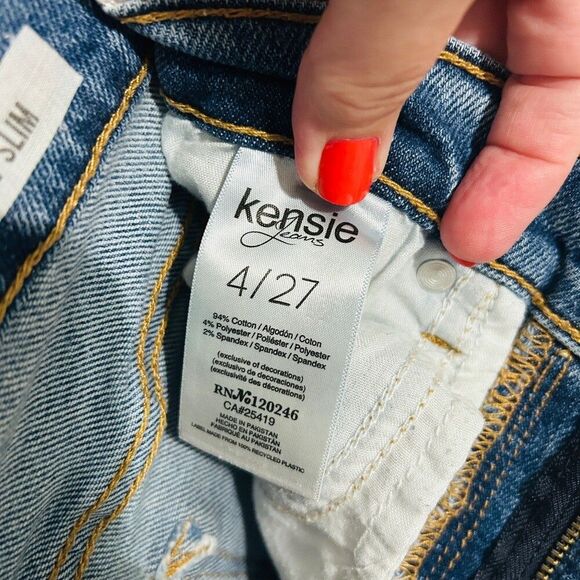 Kensie Jeans High Rise Slim Straight Crop Light Stone Wash Size 4/27 - Picture 6 of 7